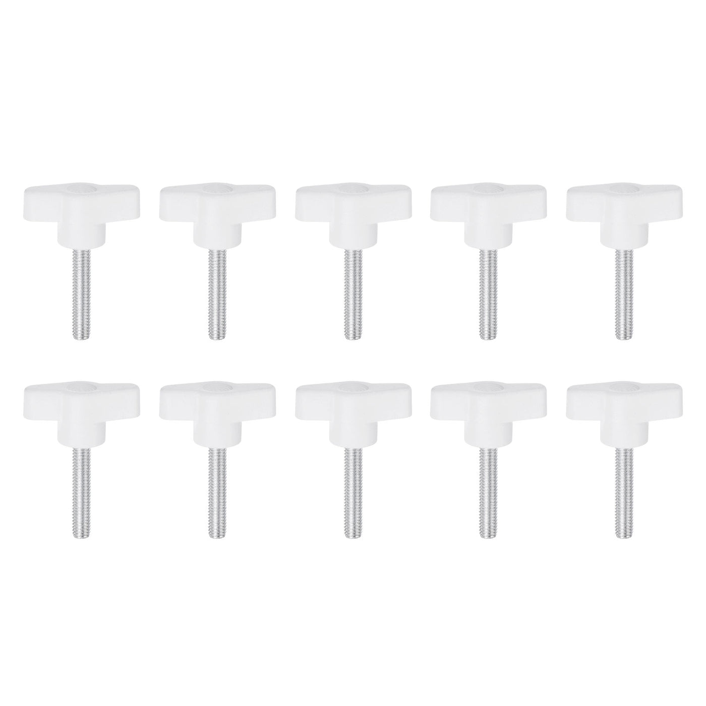 Harfington 10pcs Wing Knobs M6 x 55mm Tee Stud Knob Thumb Screw Hand Clamping Handle White