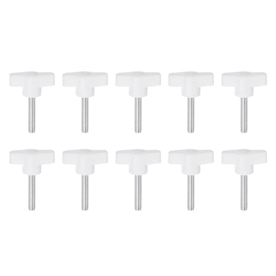 Harfington 10pcs Wing Knobs M6 x 55mm Tee Stud Knob Thumb Screw Hand Clamping Handle White