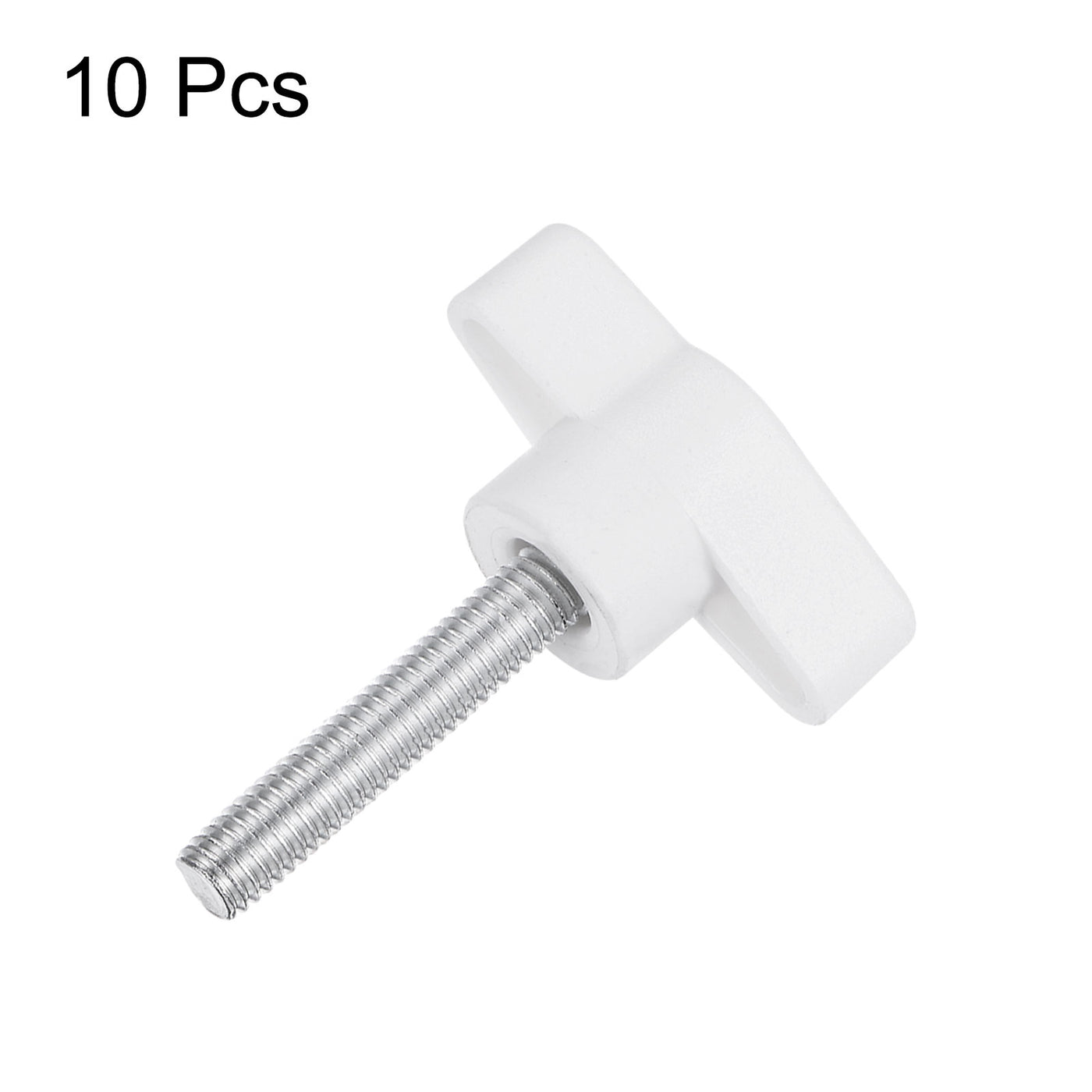 Harfington 10pcs Wing Knobs M6 x 60mm Tee Stud Knob Thumb Screw Hand Clamping Handle White