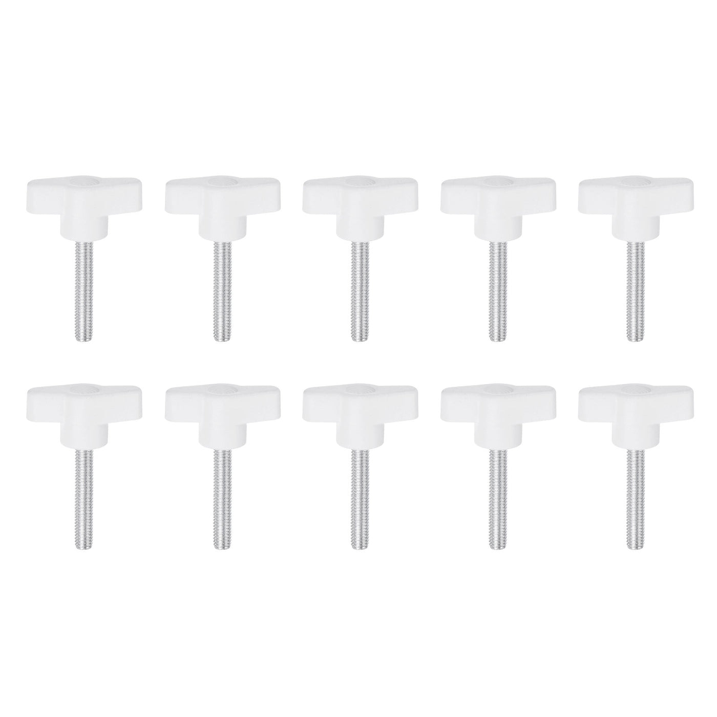 Harfington 10pcs Wing Knobs M6 x 60mm Tee Stud Knob Thumb Screw Hand Clamping Handle White