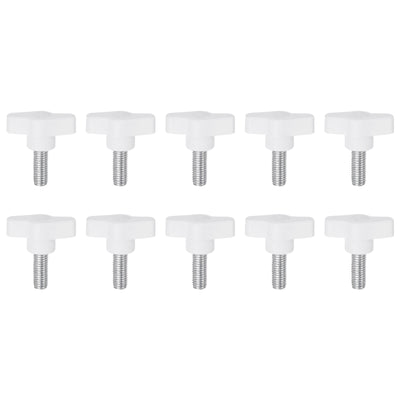 Harfington 10pcs Wing Knobs M8 x 12mm Tee Stud Knob Thumb Screw Hand Clamping Handle White