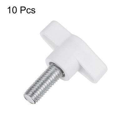 Harfington 10pcs Wing Knobs M8 x 20mm Tee Stud Knob Thumb Screw Hand Clamping Handle White