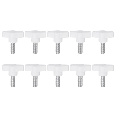 Harfington 10pcs Wing Knobs M8 x 20mm Tee Stud Knob Thumb Screw Hand Clamping Handle White