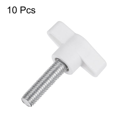 Harfington 10pcs Wing Knobs M8 x 30mm Tee Stud Knob Thumb Screw Hand Clamping Handle White