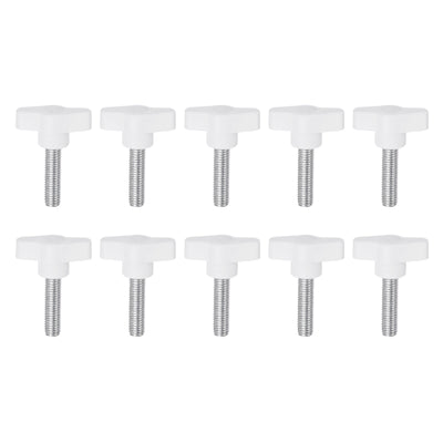 Harfington 10pcs Wing Knobs M8 x 30mm Tee Stud Knob Thumb Screw Hand Clamping Handle White