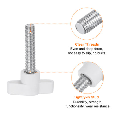 Harfington 10 Stück Flügelknöpfe M8 x 40mm Gewinde Kunststoff T-Stiftknöpfe T-Gewindegriffe Handklemmung Festziehen Daumenschrauben, Weiß