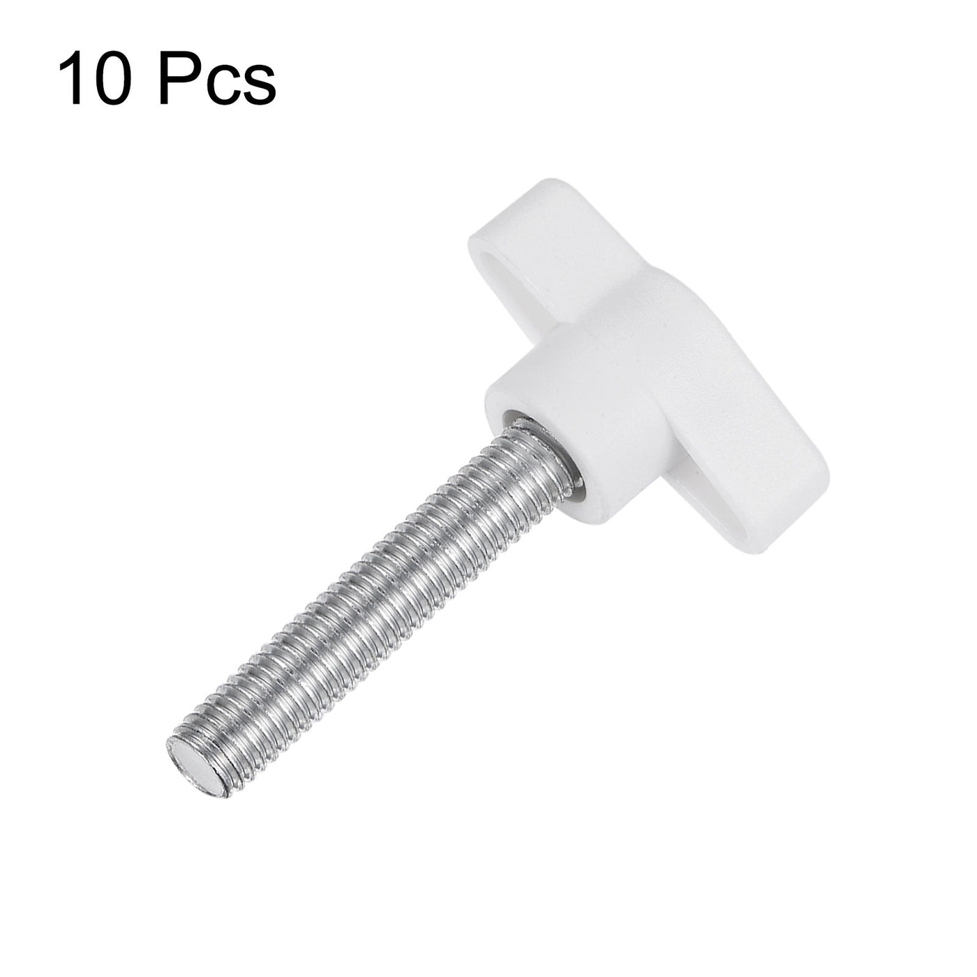 Harfington 10pcs Wing Knobs M8 x 45mm Tee Stud Knob Thumb Screw Hand Clamping Handle White