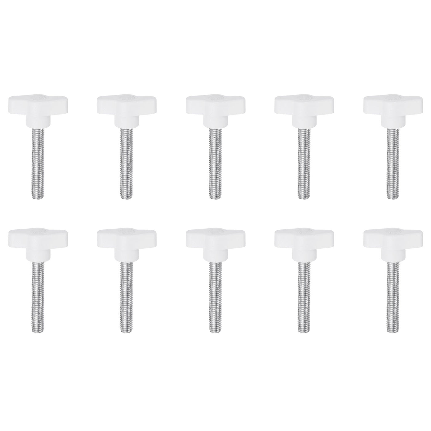 Harfington 10pcs Wing Knobs M8 x 45mm Tee Stud Knob Thumb Screw Hand Clamping Handle White