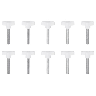 Harfington 10pcs Wing Knobs M8 x 45mm Tee Stud Knob Thumb Screw Hand Clamping Handle White