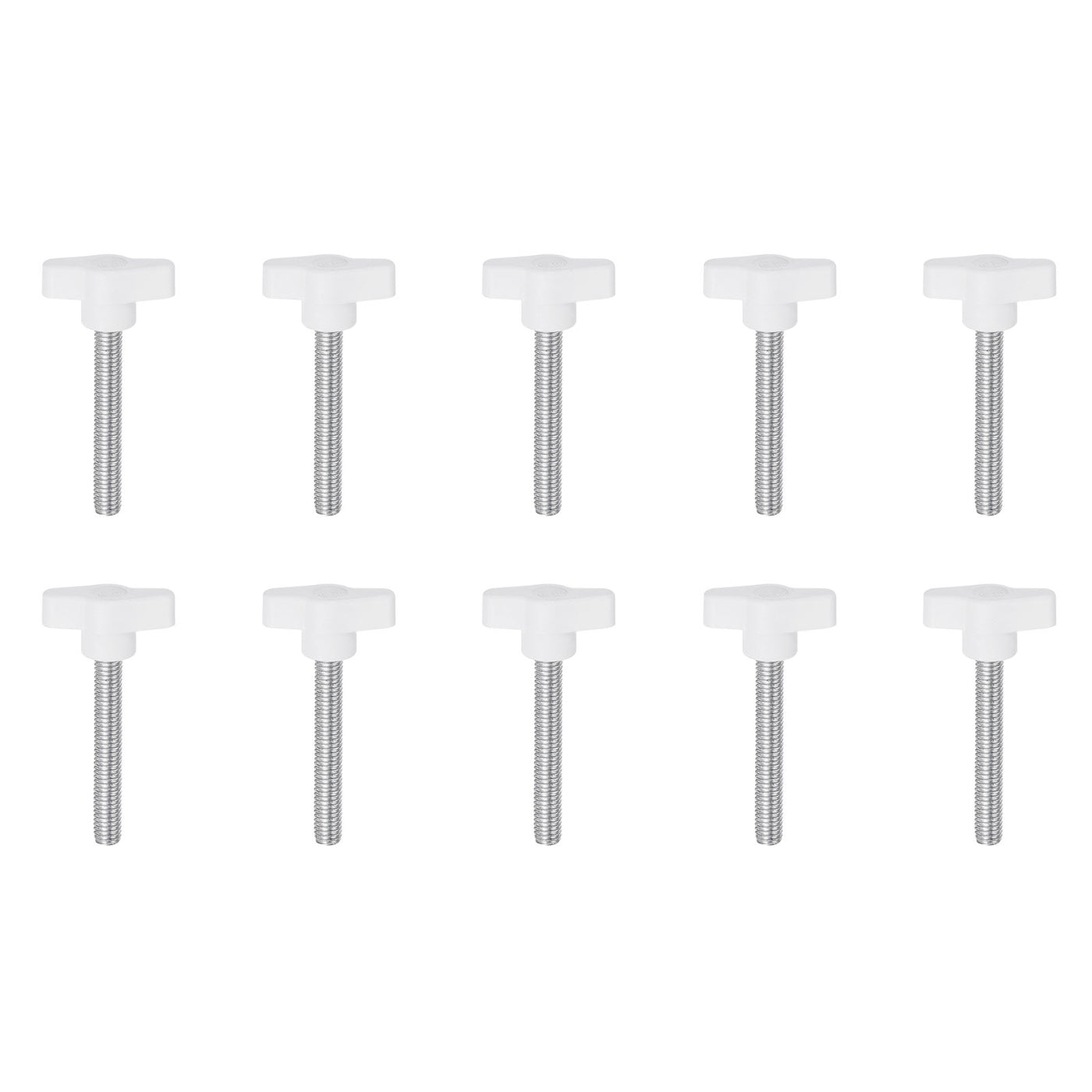 Harfington 10pcs Wing Knobs M8 x 50mm Tee Stud Knob Thumb Screw Hand Clamping Handle White