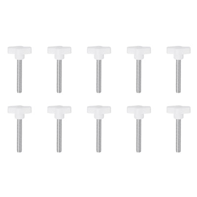 Harfington 10pcs Wing Knobs M8 x 50mm Tee Stud Knob Thumb Screw Hand Clamping Handle White