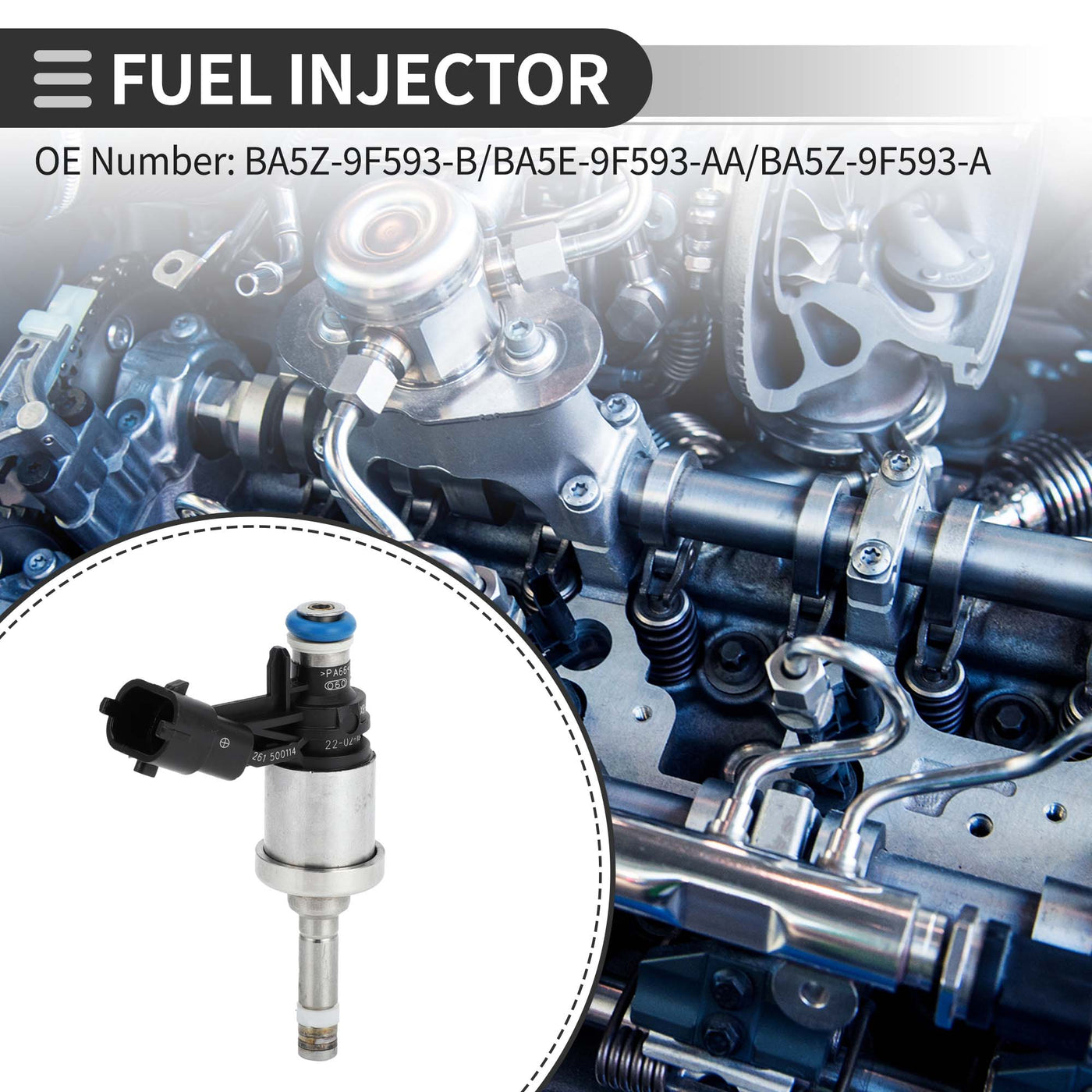 Motoforti Fuel Injector, Fuel Injection Nozzle, for Ford Explorer 2012-2015 3.5L, Plastic, No.BA5Z-9F593-B, Black