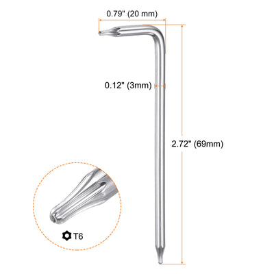 Harfington T6 Long Arm Tamper Proof Torx Wrench Star Keys S2 Steel Chrome Coated Surface