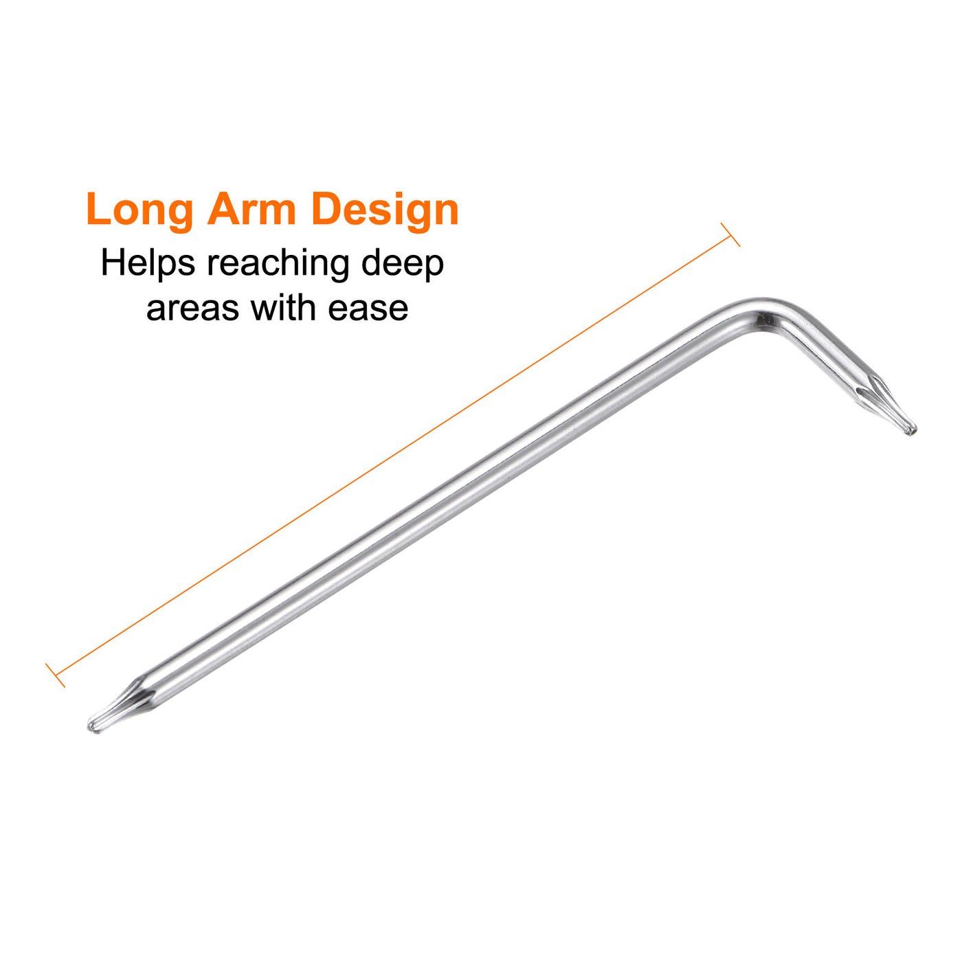 Harfington T6 Long Arm Tamper Proof Torx Wrench Star Keys S2 Steel Chrome Coated Surface