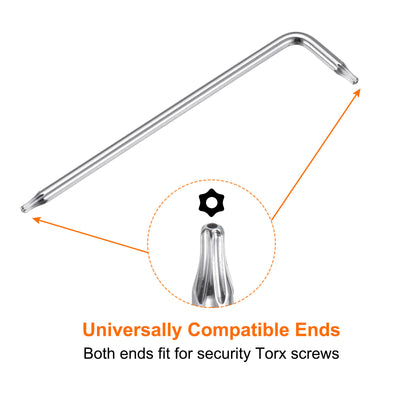 Harfington T7 Long Arm Tamper Proof Torx Wrench Star Keys S2 Steel Chrome Coated Surface