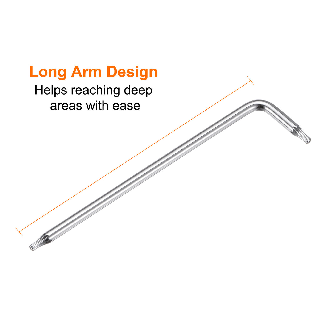 Harfington T7 Long Arm Tamper Proof Torx Wrench Star Keys S2 Steel Chrome Coated Surface