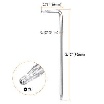 Harfington T8 Long Arm Tamper Proof Torx Wrench Star Keys S2 Steel Chrome Coated Surface