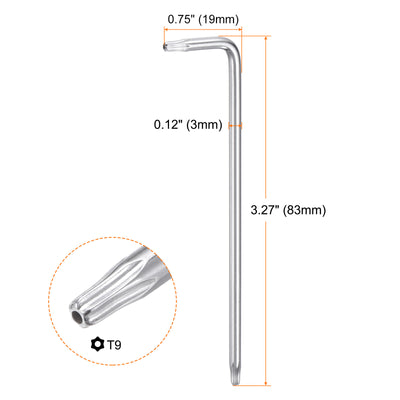 Harfington T9 Long Arm Tamper Proof Torx Wrench Star Keys S2 Steel Chrome Coated Surface