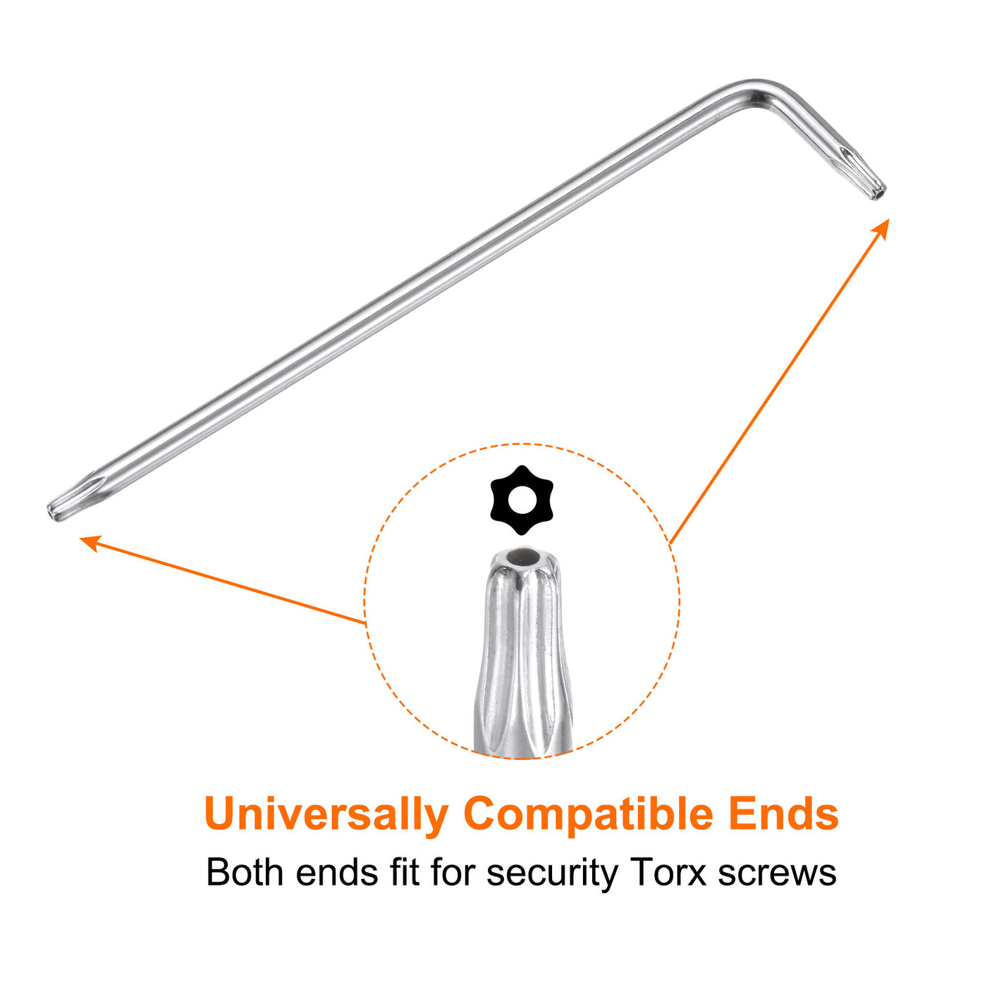 Harfington T9 Long Arm Tamper Proof Torx Wrench Star Keys S2 Steel Chrome Coated Surface