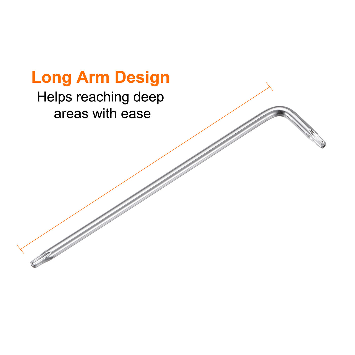 Harfington T9 Long Arm Tamper Proof Torx Wrench Star Keys S2 Steel Chrome Coated Surface