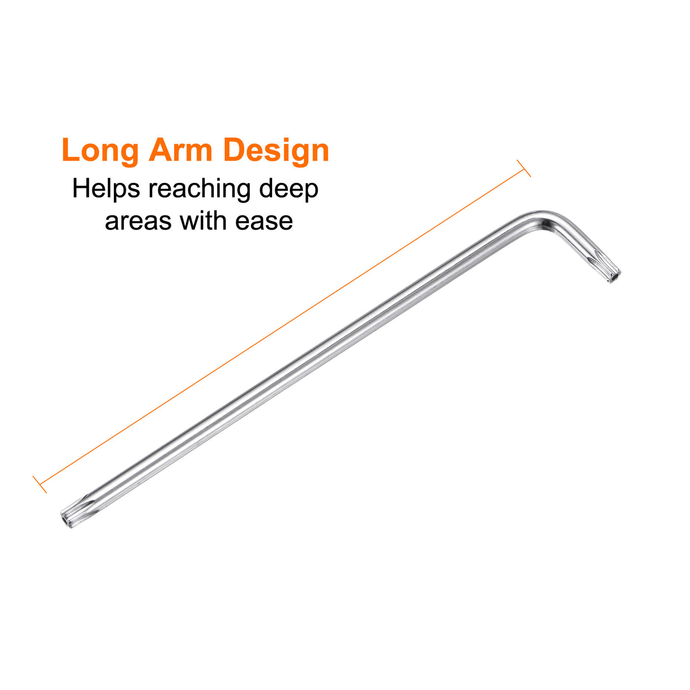 Harfington T20 Long Arm Tamper Proof Torx Wrench Star Keys S2 Steel Chrome Coated Surface