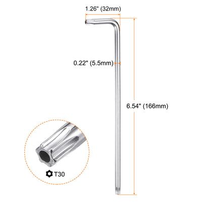 Harfington T30 Long Arm Tamper Proof Torx Wrench Star Keys S2 Steel Chrome Coated Surface