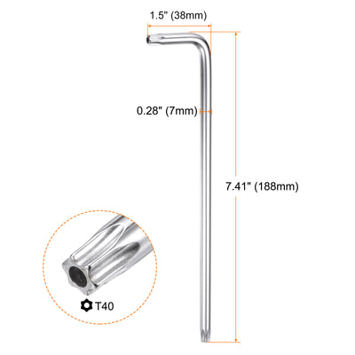 Harfington T40 Long Arm Tamper Proof Torx Wrench Star Keys S2 Steel Chrome Coated Surface