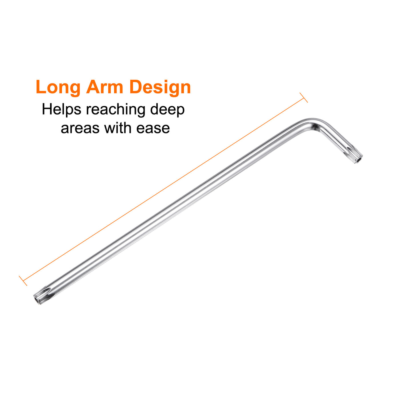 Harfington T40 Long Arm Tamper Proof Torx Wrench Star Keys S2 Steel Chrome Coated Surface