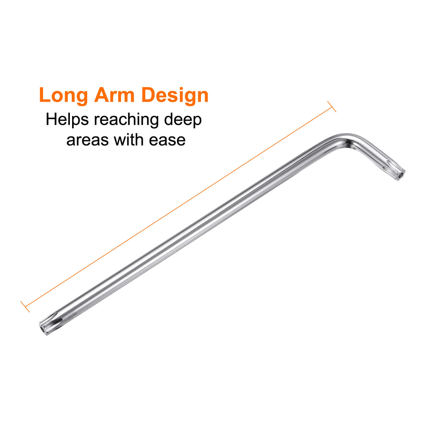 Harfington T50 Long Arm Tamper Proof Torx Wrench Star Keys S2 Steel Chrome Coated Surface