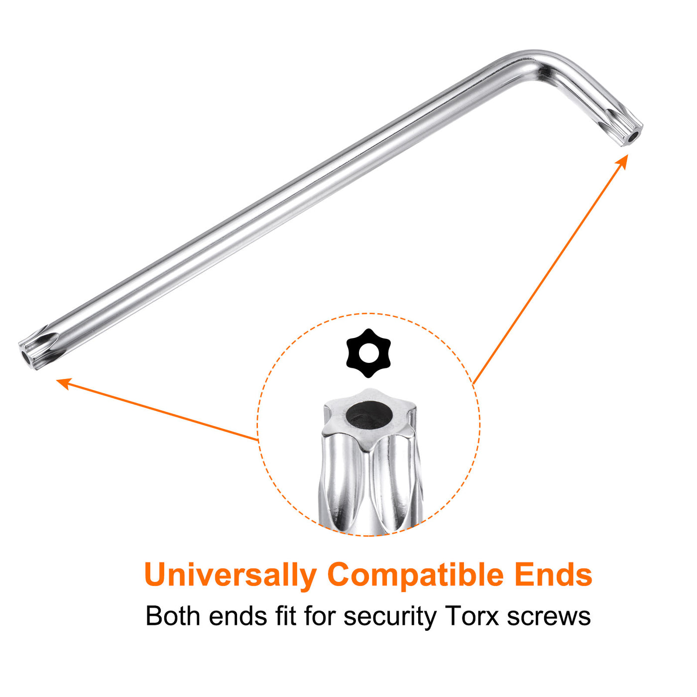 Harfington T60 Long Arm Tamper Proof Torx Wrench Star Keys S2 Steel Chrome Coated Surface