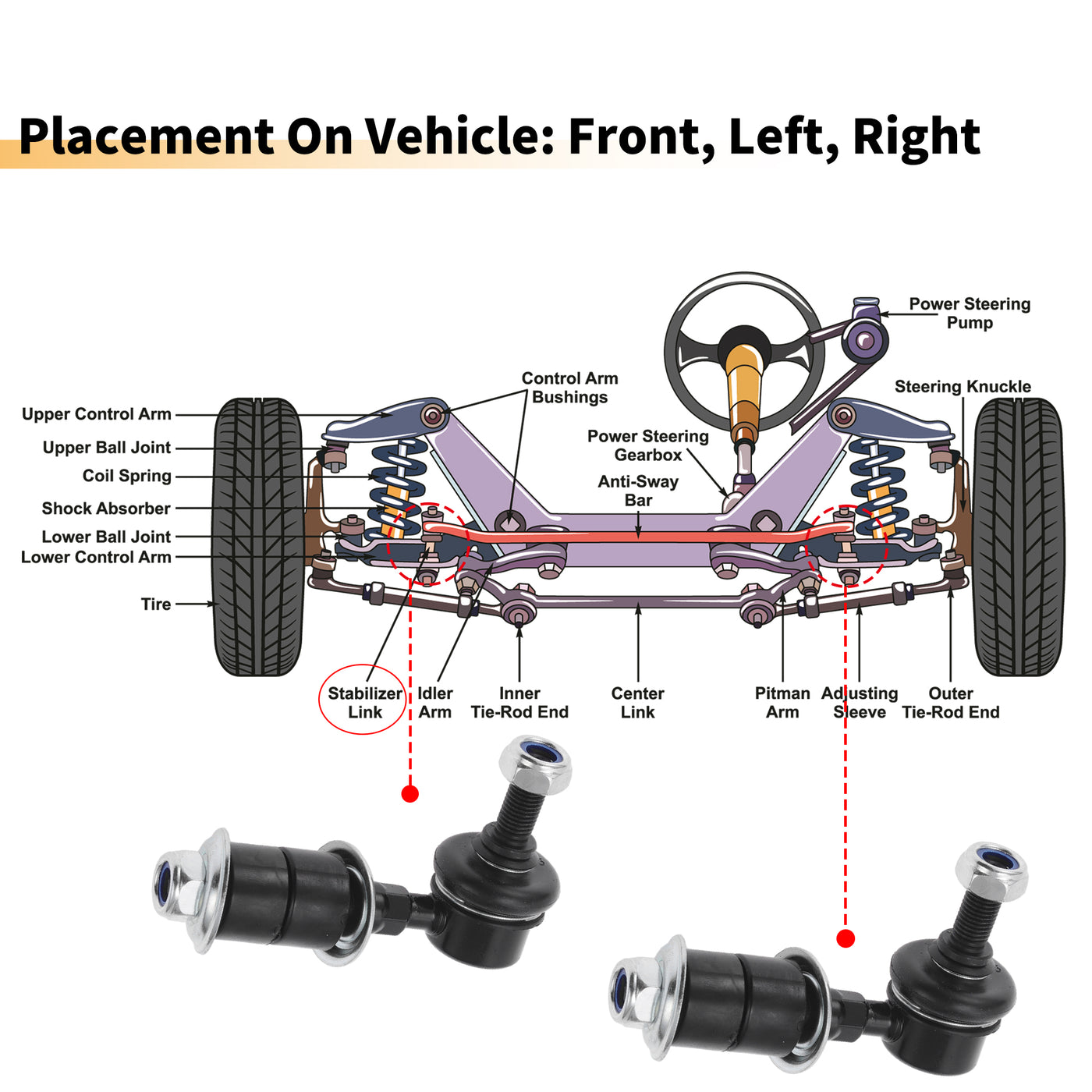 X AUTOHAUX 2pcs Front Sway Bar Links Stabilizer Link Kit for Mitsubishi Outlander 2003-2006 Suspension Kit No.K750181