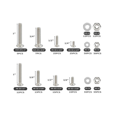 Harfington 351Pcs Machine Screws Nuts and Bolts Assortment Kit, Phillips Pan Head Assorted