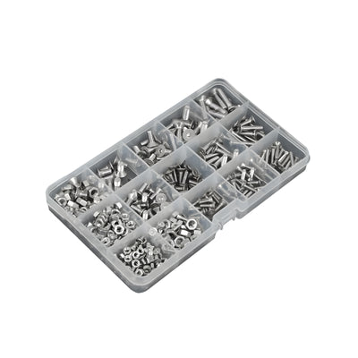 Harfington 240PCS 304 Stainless Steel Flat Socket Head Hex Screws and Nuts Set