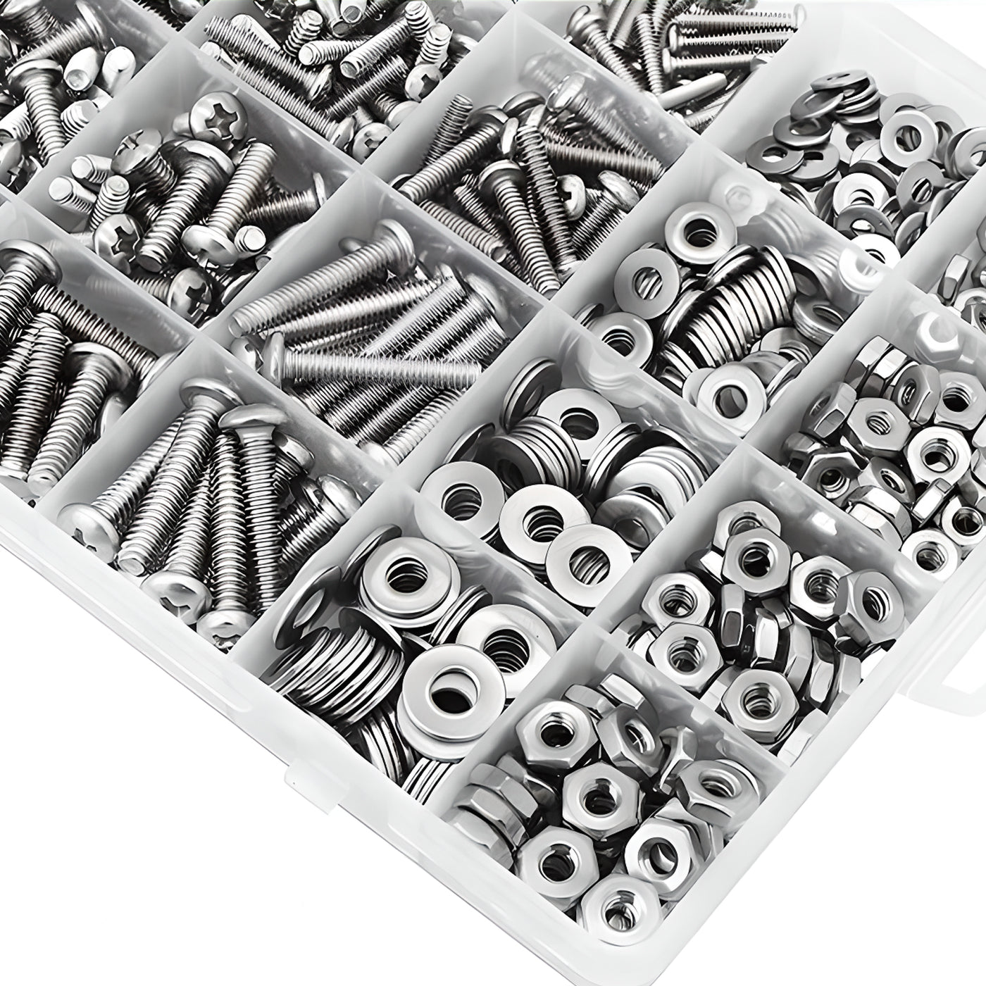 Harfington 700PCS 304 Stainless Steel Round Phillips Flat Head  Screw Nut Set #4-40/#6-32/#8-32/#10-24