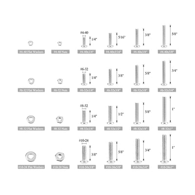 Harfington 720PCS 304 Stainless Steel Round Flat Phillips Head Screw Nut Set #4-40/#6-32/#8-32/#10-24