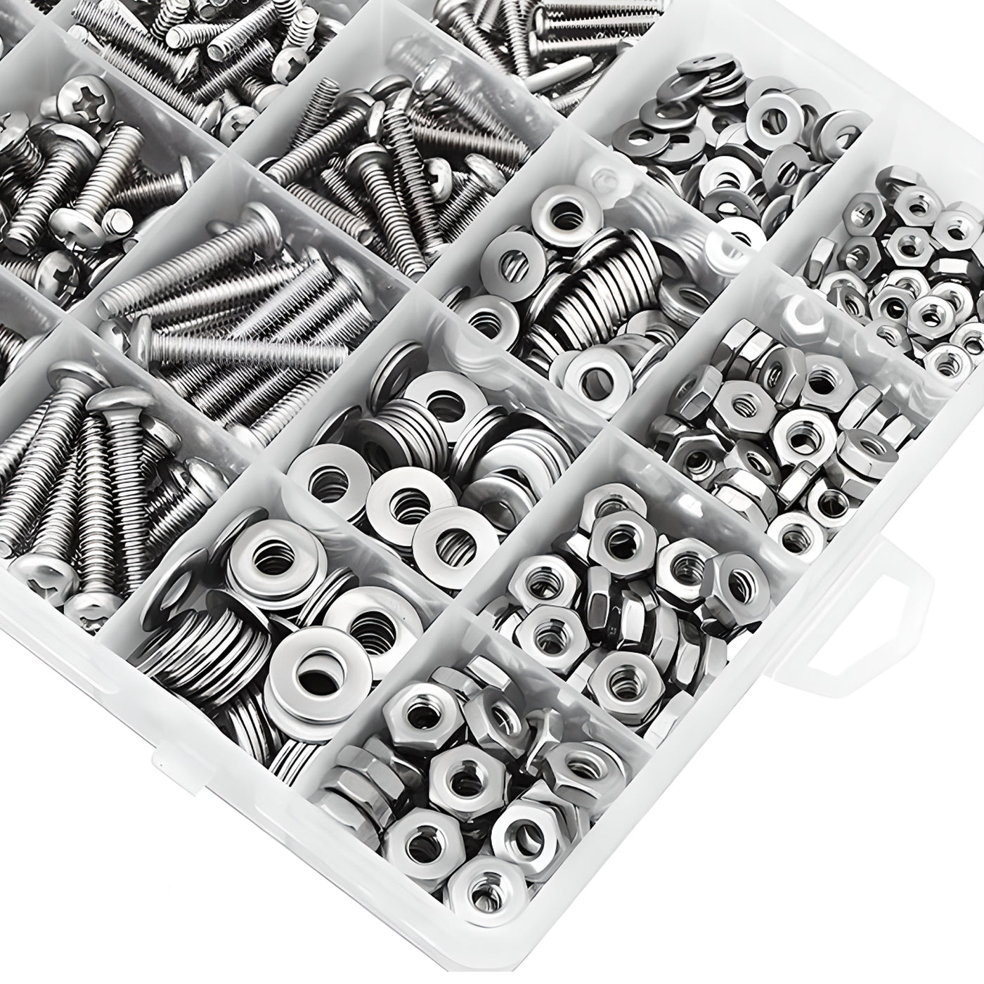 Harfington 720PCS 304 Stainless Steel Round Flat Phillips Head Screw Nut Set #4-40/#6-32/#8-32/#10-24