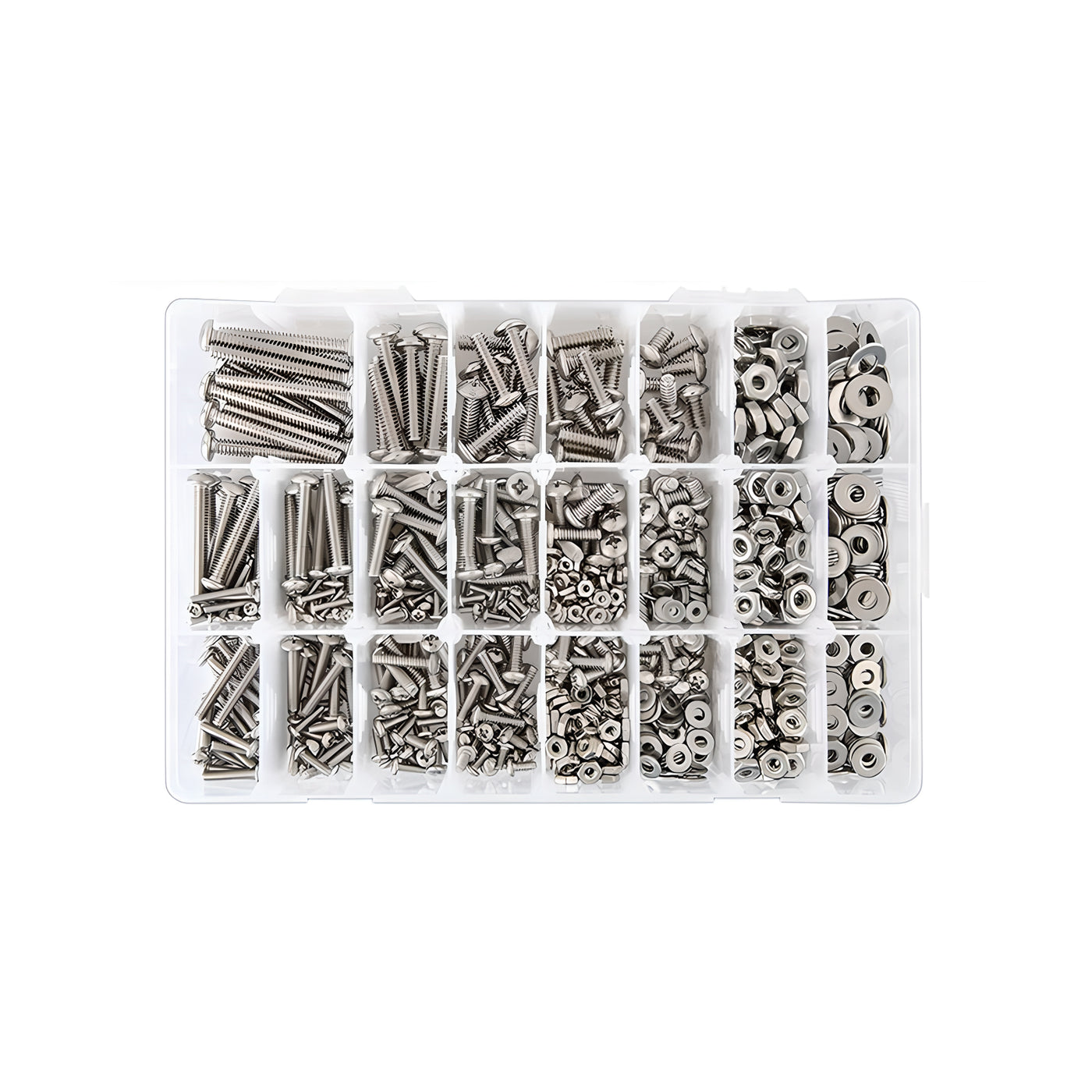 Harfington 1110PCS 304 Stainless Steel Round Flat Phillips Head Screw Nut Set #2-56/#4-40/#6-32/#8-32/#10-24