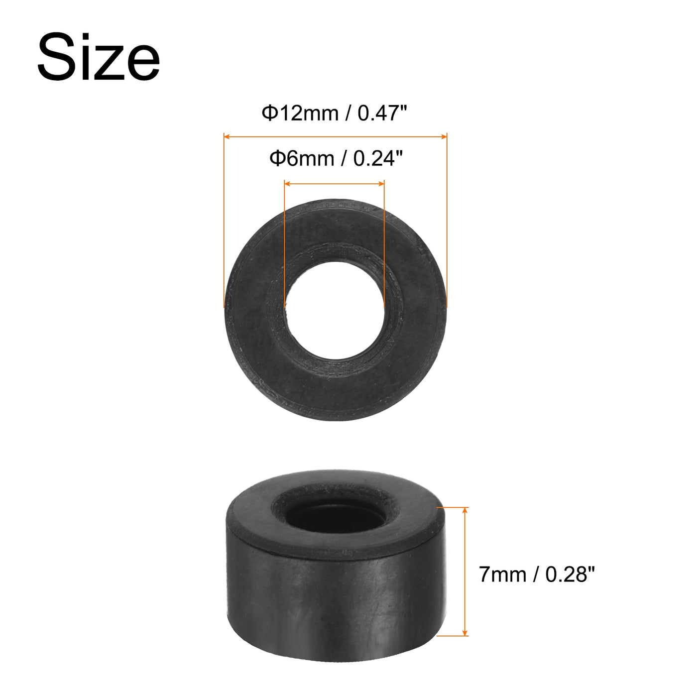 uxcell Uxcell 48pcs Rubber Spacers 12mm OD, 6mm ID, 7mm Height Round Anti Vibration Spacer