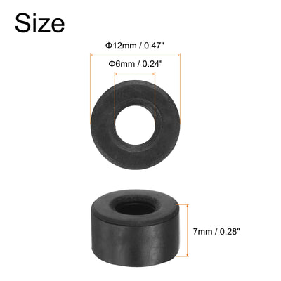 Harfington Uxcell 48pcs Rubber Spacers 12mm OD, 6mm ID, 7mm Height Round Anti Vibration Spacer