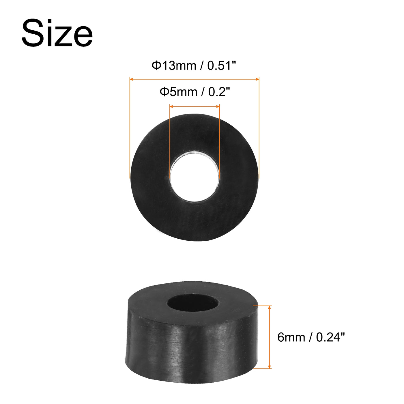 uxcell Uxcell 24pcs Rubber Spacers 13mm OD, 5mm ID, 6mm Height Round Anti Vibration Spacer