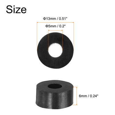 Harfington Uxcell 24pcs Rubber Spacers 13mm OD, 5mm ID, 6mm Height Round Anti Vibration Spacer