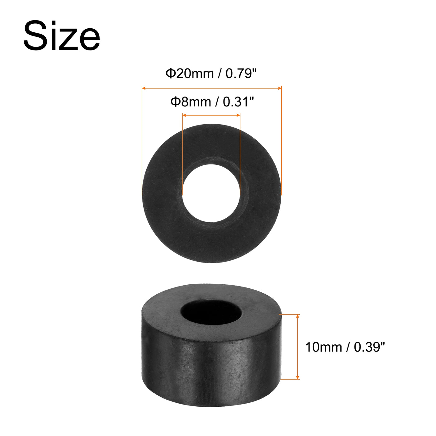 uxcell Uxcell 16pcs Rubber Spacers 20mm OD, 8mm ID, 10mm Height Round Anti Vibration Spacer