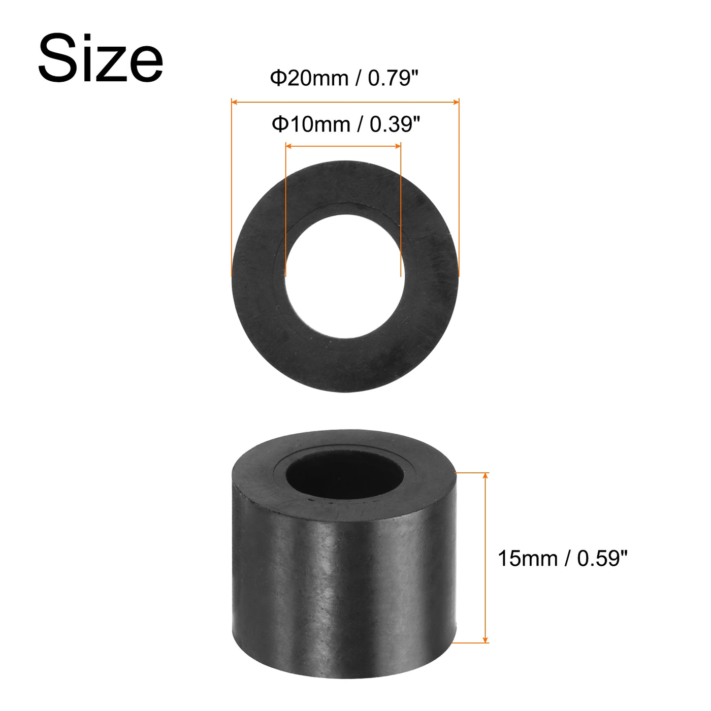 uxcell Uxcell 16pcs Rubber Spacers 20mm OD, 10mm ID, 15mm Height Round Anti Vibration Spacer