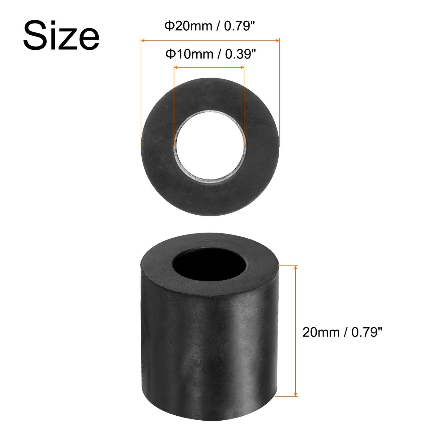 uxcell Uxcell 12pcs Rubber Spacers 20mm OD, 10mm ID, 20mm Height Round Anti Vibration Spacer