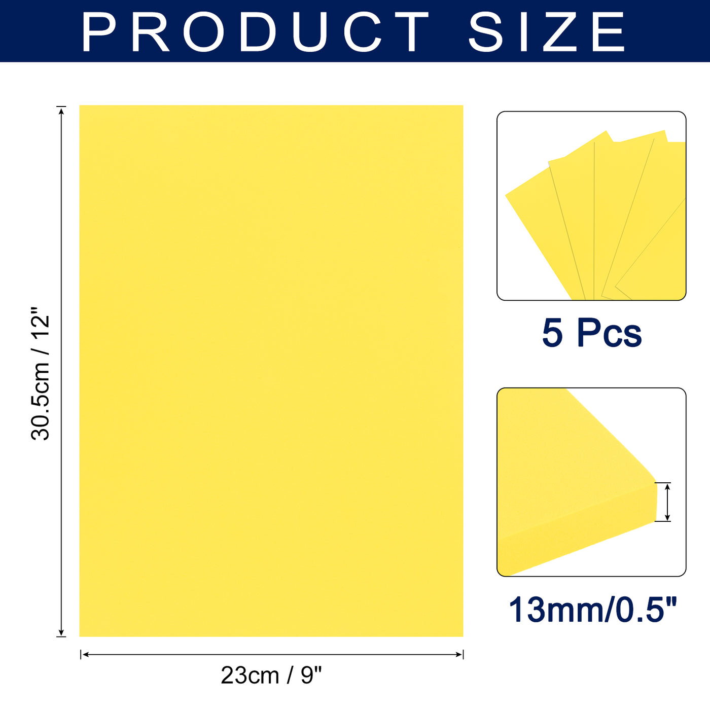 Harfington Schaumstoffplatten Basteln 12x9 Zoll 13mm EVA Bastelschaum Papier Schaumstoffplatten für Bastelprojekte DIY Cosplay Modellierung, Gelb, 5 Blätter