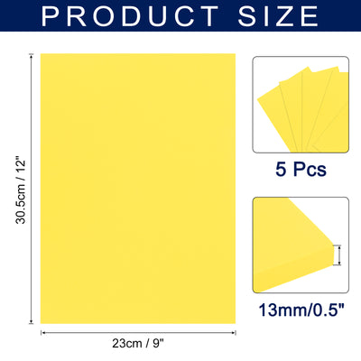 Harfington Schaumstoffplatten Basteln 12x9 Zoll 13mm EVA Bastelschaum Papier Schaumstoffplatten für Bastelprojekte DIY Cosplay Modellierung, Gelb, 5 Blätter