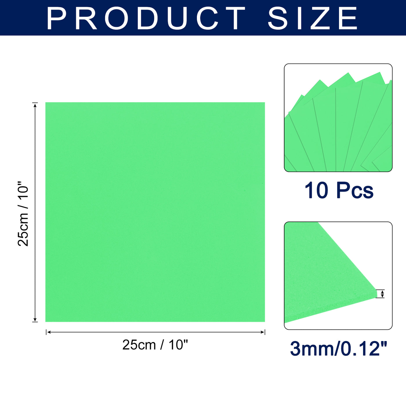 Harfington Foam Sheets Crafts 10x10 Inch 3mm EVA Craft Foam Paper Sheets, Green, 10 Sheets