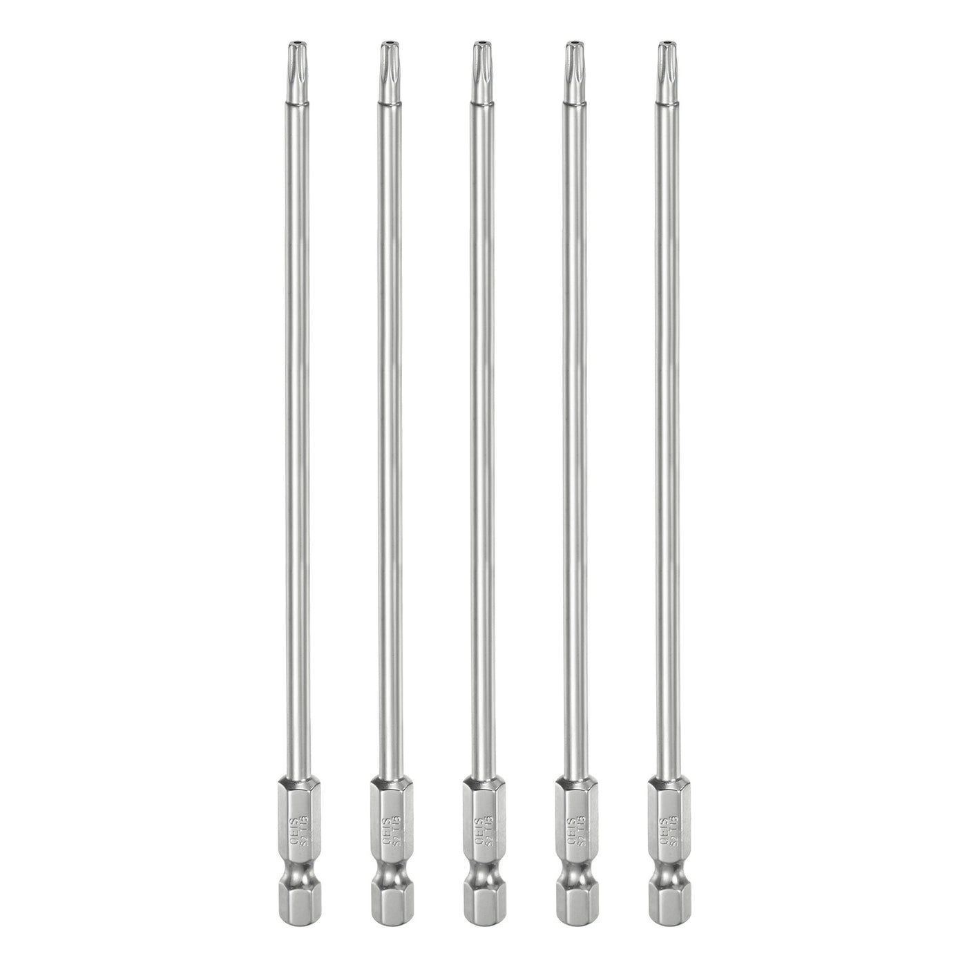 Harfington 5 Stück T15 Sicherheits-Torx-Bit 1/4" Sechskantschaft 6" lang S2-Stahl Magnetische Manipulationssichere Stern-Bits Schraubendreher Torx-Kopf mit Loch für Schrauben Bits