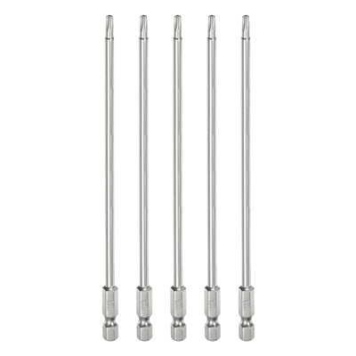 Harfington 5 Stück T15 Sicherheits-Torx-Bit 1/4" Sechskantschaft 6" lang S2-Stahl Magnetische Manipulationssichere Stern-Bits Schraubendreher Torx-Kopf mit Loch für Schrauben Bits