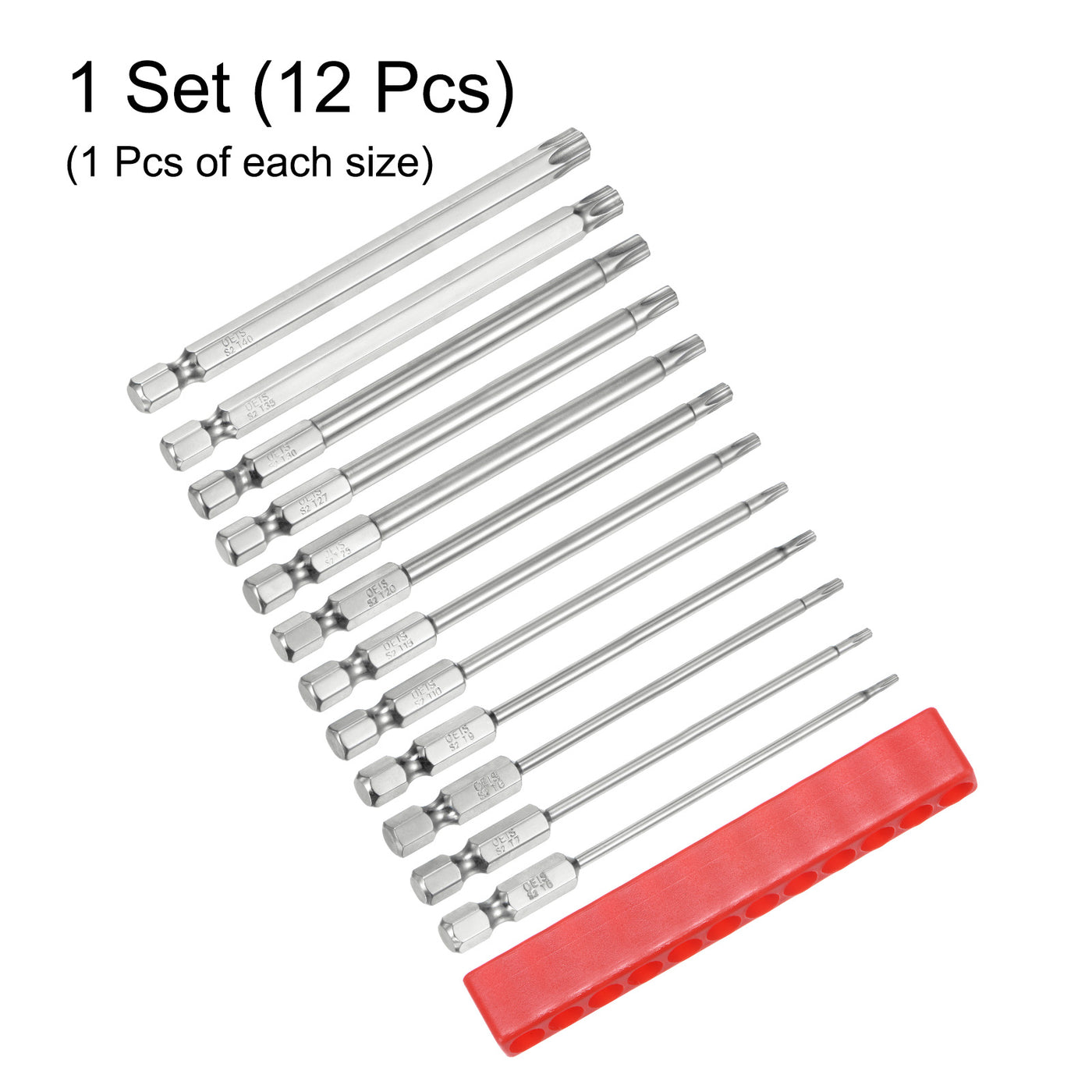 Harfington 12 Stück T6-T40 Sicherheits-Torx-Bit 1/4" Sechskantschaft 4" lang S2-Stahl Magnetische manipulationssichere Stern-Bits Schraubendreher Torx-Kopf mit Loch für Schrauben Bits